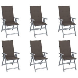 vidaXL, vidaXL Verstellbare Gartenstühle 6 Stk. mit Auflagen Massivholz Akazie