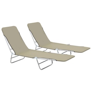 Diverse Hardware, Klappliegen 2 Stk. Stahl und Stoff Taupe, vidaXL Klappliegen 2 Stk. Stahl und Stoff Taupe