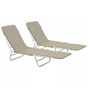 Diverse Hardware, Klappliegen 2 Stk. Stahl und Stoff Taupe, vidaXL Klappliegen 2 Stk. Stahl und Stoff Taupe