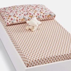 LA REDOUTE INTERIEURS, Baby-Fixleintuch Bertille aus Baumwolle Baby-Fixleintuch Bertille aus Baumwolle, La Redoute Intérieurs - Baby-Fixleintuch Bertille aus Baumwolle, Bertille Blumen Fixleintuch für Babys, 60 x 120 cm, Rosa