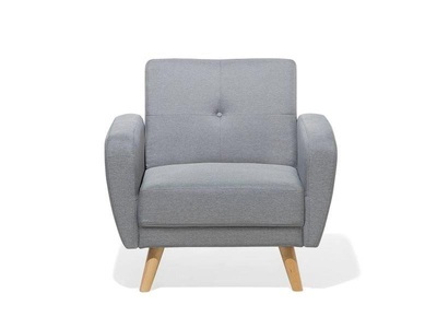 Beliani, Beliani Sessel Polsterbezug hellgrau verstellbar FLORLI, Beliani - Fernsehsessel aus Polyester Retro FLORLI, One Size, Rauch