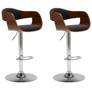 vidaXL, vidaXL Barhocker 2 Stk. Grau Bugholz und Stoff