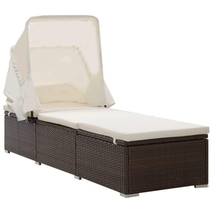 Diverse Hardware, Sonnenliege mit Sonnenschutz und Auflagen Poly Rattan Braun, VidaXL - Sonnenliege poly-rattan, One Size, Braun