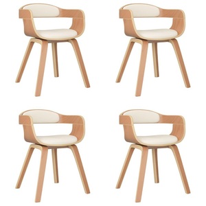 vidaXL, vidaXL Esszimmerstühle 4 Stk. Creme Bugholz und Kunstleder