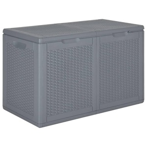 vidaXL, vidaXL Gartenbox Grau PP Rattan 180 L, vidaXL Gartenbox Grau PP Rattan 180 L