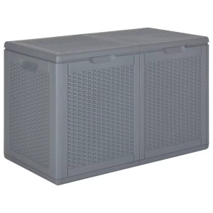 vidaXL, vidaXL Gartenbox Grau PP Rattan 180 L, vidaXL Gartenbox Grau PP Rattan 180 L