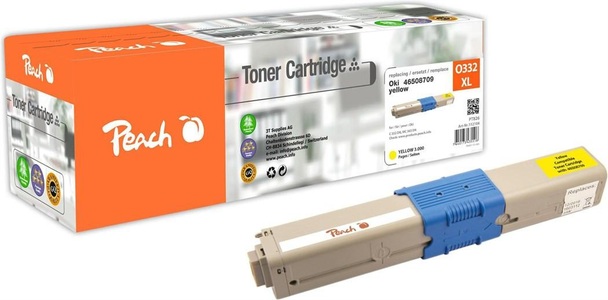 Peach, Peach Tonermodul gelb kompatibel zu OKI 46508709, Peach O4650-87 Toner XL ye ersetzt OKI 46508709 für z.B. OKI C 332 DN, OKI MC 363 DN, OKI MC 363 N, OKI MC 363 DNW, OKI C 332 DNw
