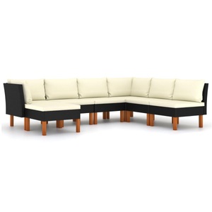 vidaXL, vidaXL 7-tlg. Garten-Lounge-Set mit Kissen Poly Rattan Schwarz