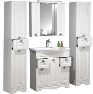 VCM, 5-tlg. Waschplatz Waschtisch Breite 75 cm Badmöbel Set Waschbecken Spiegelschrank Hochschrank Landhaus Schublade Casalo XL 5-tlg. Waschplatz Waschtisch Breite 75 cm Badmöbel Set Waschbecken Spiegelschrank Hochschrank Landhaus Schublade Casalo XL, 