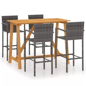 vidaXL, vidaXL 5-tlg. Gartenbar-Set Grau