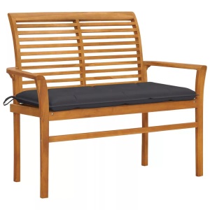 vidaXL, vidaXL Gartenbank mit Anthrazit Auflage 112 cm Massivholz Teak