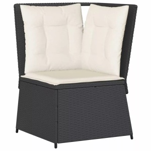vidaXL, vidaXL Garten-Ecksofa mit Kissen Schwarz Poly Rattan