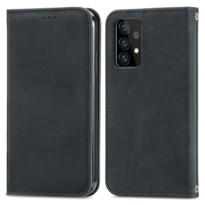 Cover-Discount, Galaxy A72 - Seidige Stand Flip Case Hülle schwarz, Cover-Discount - Galaxy A72 Seidige Stand Flip Case Hülle, Weiss Bunt