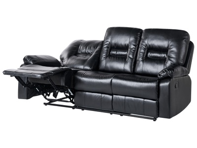 Beliani, 3 Sitzer Sofa aus Kunstleder Modern BERGEN 3 Sitzer Sofa aus Kunstleder Modern BERGEN, Beliani - 3 Sitzer Sofa aus Kunstleder BERGEN, One Size, Schwarz