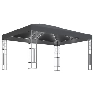 vidaXL, vidaXL Pavillon mit LED-Lichterkette 3x4 m Anthrazit Stoff, vidaXL Pavillon mit LED-Lichterkette 3x4 m Anthrazit Stoff