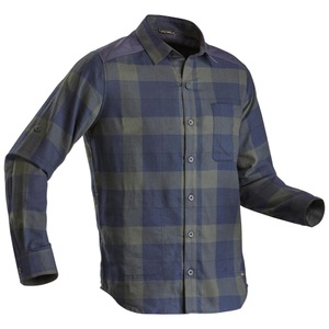 FORCLAZ, Hemd Trekking Travel 100 Warm Herren Grün Herren Grün 3XL, FORCLAZ - Hemden langarm TRAVEL 500, für Herren, Waldgrün, Größe 3XL