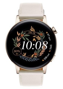 Huawei, HUAWEI WATCH GT 3 (42 mm) - Smartwatch (130-190 mm, Leder, Weiss), Huawei Watch GT3 Leather Strap (42mm, Gold)