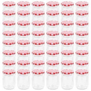 vidaXL, vidaXL Marmeladengläser mit Weißem/Rotem Deckel 48 Stk. 230 ml, vidaXL Marmeladengläser mit Weißem/Rotem Deckel 48 Stk. 230 ml
