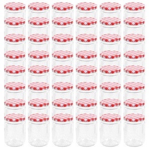 vidaXL, vidaXL Marmeladengläser mit Weißem/Rotem Deckel 48 Stk. 230 ml, vidaXL Marmeladengläser mit Weißem/Rotem Deckel 48 Stk. 230 ml