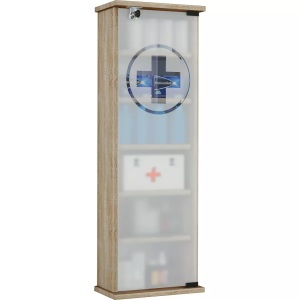 MID.YOU, MID.YOU Medizinschrank , Gusal Xxl , Sonoma Eiche , Glas, Holzwerkstoff , 5 Fächer , 31x92x18 cm , melaminharzbeschichtet,Nachbildung , 000657015102, VCM - Medizinschrank | Maße ca. H. 92 x B. 31 T. 18 cm Apothekerschrank abschließbar Arzneischrank Gusal, One Size, Sonoma-Eiche
