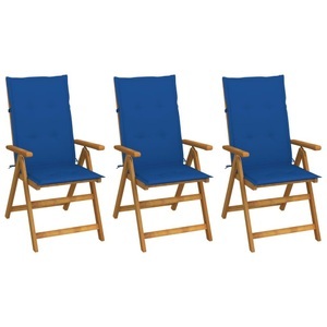 vidaXL, vidaXL Klappbare Gartenstühle 3 Stk. mit Auflagen Massivholz Akazie, vidaXL Klappbare Gartenstühle 3 Stk. mit Auflagen Massivholz Akazie