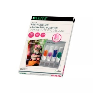 Leitz, Leitz Laminierfolie A4 125 ?m, Mediengewicht, Leitz - Laminiertasche A4 33878 glanz, 125my 100 Stk, 100 Stück, Transparent