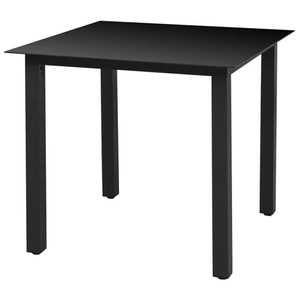 Diverse Hardware, Garten-Esstisch Glas Aluminium 80 x 80 x 74 cm Schwarz