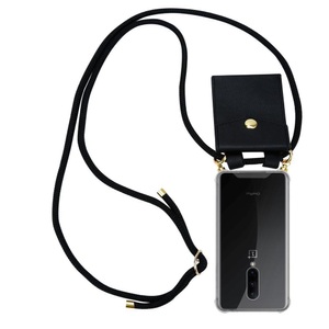 Cadorabo, Handy Kette für OnePlus 7 PRO Silikon mit Gold Ringen, Cadorabo - Handy Kette für OnePlus 7 PRO Silikon mit Gold Ringen, Schwarz