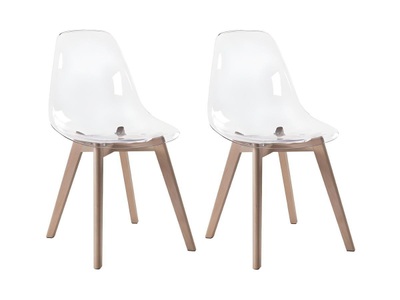 Vente-unique, Stuhl 2erSet AUDRA Polycarbonat Buche Transparent Stuhl 2erSet AUDRA Polycarbonat Buche Transparent, 