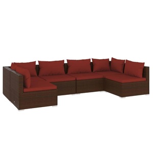 vidaXL, vidaXL 6-tlg. Garten-Lounge-Set mit Kissen Poly Rattan Braun