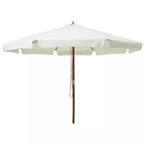 Diverse Hardware, Sonnenschirm mit Holzmast 330 cm Sandweiss