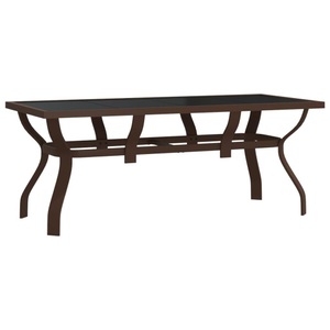vidaXL, vidaXL Gartentisch Braun und Schwarz 180x80x70 cm Stahl und Glas, vidaXL Gartentisch Braun und Schwarz 180x80x70 cm Stahl und Glas