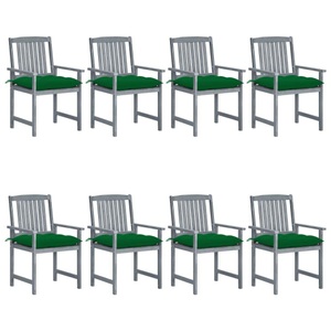 vidaXL, vidaXL Gartenstühle mit Kissen 8 Stk. Massivholz Akazie Grau, vidaXL Gartenstühle mit Kissen 8 Stk. Massivholz Akazie Grau