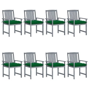 vidaXL, vidaXL Gartenstühle mit Kissen 8 Stk. Massivholz Akazie Grau, vidaXL Gartenstühle mit Kissen 8 Stk. Massivholz Akazie Grau