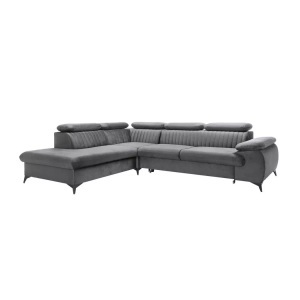 Pascal Morabito, Großes Ecksofa Mit Schlaffunktion - Ecke Links - Samt - Anthrazit - Samara Von Pascal Morabito Unisex Anthrazit ONE SIZE