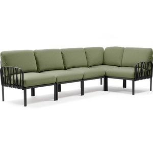 Nardi, Nardi - 5-Sitzer Sofa Komodo Anthrazit-Dunkelgrün (135,5 x 294 x 78/154 cm), Gartenlounge Komodo (5-tlg) anthrazit grün