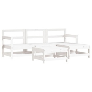 vidaXL, vidaXL 5-tlg. Garten-Lounge-Set Weiß Massivholz Kiefer, vidaXL 5-tlg. Garten-Lounge-Set Weiß Massivholz Kiefer