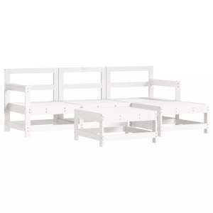 vidaXL, vidaXL 5-tlg. Garten-Lounge-Set Weiß Massivholz Kiefer, vidaXL 5-tlg. Garten-Lounge-Set Weiß Massivholz Kiefer