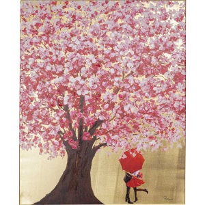 Kare Design, Bild Touched Flower Couple Gold Pink 100x80cm, Bild Touched Flower Couple Gold Pink 100x80cm