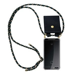 Cadorabo, Handy Kette für Huawei P SMART 2018 Enjoy 7S Silikon mit Gold Ringen, Cadorabo - Handy Kette für Huawei P SMART 2018 Enjoy 7S Silikon mit Gold Ringen, Militärgrün