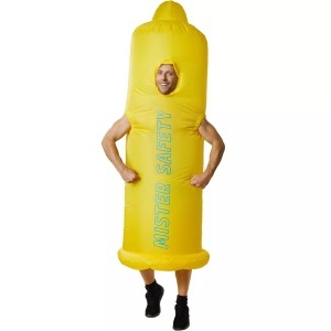TecTake, Selbstaufblasbares Kostüm Kondom Gelb, Tectake - Selbstaufblasbares Kostüm Kondom, One Size, Gelb