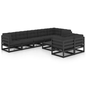 vidaXL, vidaXL 9-tlg. Garten-Lounge-Set mit Kissen Massivholz Kiefer, vidaXL 9-tlg. Garten-Lounge-Set mit Kissen Massivholz Kiefer
