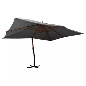 vidaXL, vidaXL Ampelschirm mit Holzmast 400x300 cm Anthrazit, vidaXL Ampelschirm mit Holz-Mast 400x300 cm Anthrazit