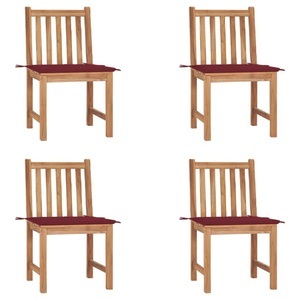 vidaXL, vidaXL Gartenstühle 4 Stk. mit Kissen Massivholz Teak, 