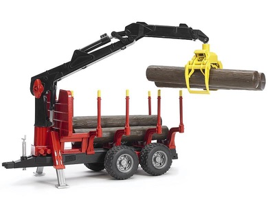 Bruder, bruder ® Rückeanhänger mit Ladekran, 4 Baumstämmen und Holzgreifer 02252, Rückeanhänger mit Ladekran, Modellfahrzeug