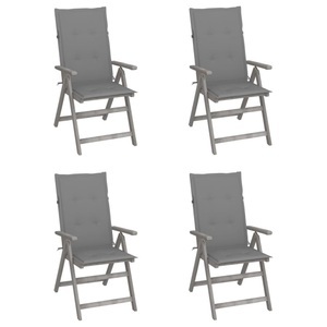 vidaXL, vidaXL Verstellbare Gartenstühle 4 Stk. mit Auflagen Massivholz Akazie, 