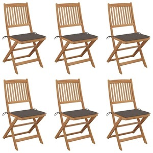 vidaXL, vidaXL Klappbare Gartenstühle 6 Stk. mit Kissen Massivholz Akazie, 