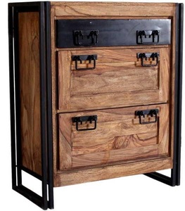 mutoni living, Schuhschrank Natural Factory natur antikschwarz, Schuhschrank Kuba Vintage natur