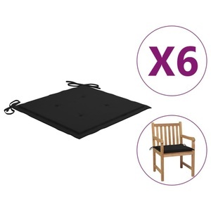 vidaXL, vidaXL Gartenstuhl-Sitzkissen 6 Stk. Schwarz 50x50x4 cm Stoff, 