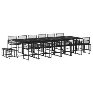 vidaXL, vidaXL 17-tlg. Garten-Essgruppe Schwarz Poly Rattan